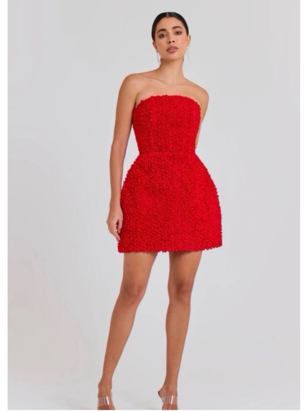 NADINE MERABI Maisy 3D Tulip Floral Strapless Mini Dress – Size 8 – Like New